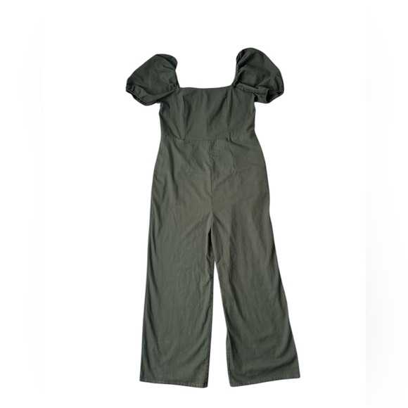 Audrey Parks Velma Army Green Wide Leg Ruffled Sleeve Jumpsuit XL - Picture 3 of 13